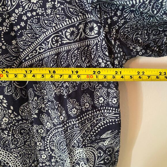 Chico's Women's size 2 / Large Navy Blue Boho Paisley Beaded Blouse 100% Cotton - Picture 9 of 11